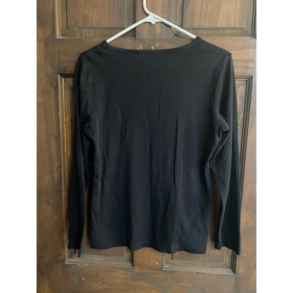 St. John's Bay Womens Medium Long Sleeve Black T-Shirt Cotton - Picture 6 of 7